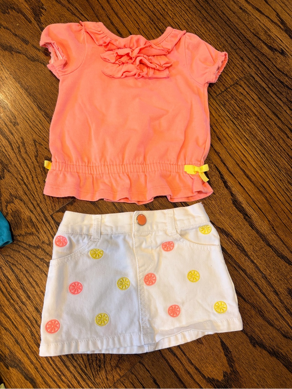 Gymboree Coral Pink Ruffle Top with White Skort